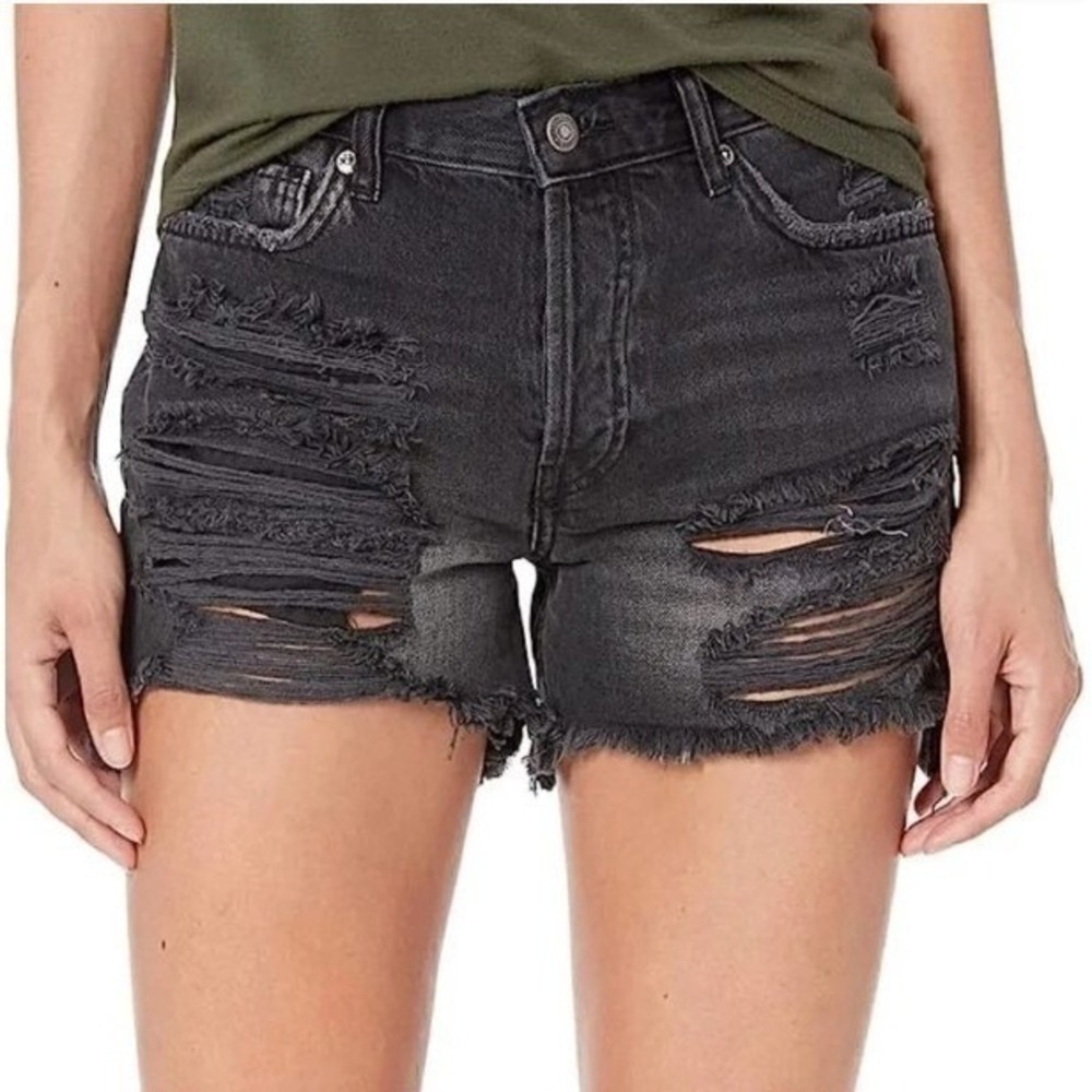 Free People Black Maggie Mid Rise Shorts Montero‎ Size 30 NWT